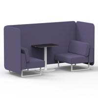 Brixworth 2 Seater Bench Booth With White Legs And Black Table With White Leg In Synergy Fabric - Order Panels And Sofa
