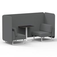 Brixworth 2 Seater Bench Booth With White Legs And Black Table With White Leg In Synergy Fabric - Partner Panels And Sofa