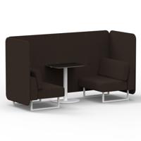 Brixworth 2 Seater Bench Booth With White Legs And Black Table With White Leg In Synergy Fabric - Wed Panels And Sofa