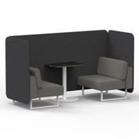 Brixworth 2 Seater Bench Booth With White Legs And Black Table With White Leg In X2 Fabric - Arithmetic Panels And Number Sofa