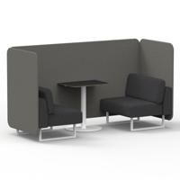 Brixworth 2 Seater Bench Booth With White Legs And Black Table With White Leg In X2 Fabric - Number Panels And Arithmetic Sofa