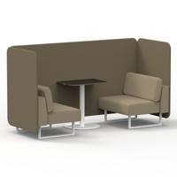 Brixworth 2 Seater Bench Booth With White Legs And Black Table With White Leg In Main Line Flax Fabric - Bank Panels And Upminster Sofa