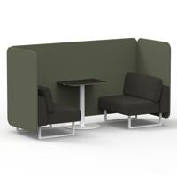Brixworth 2 Seater Bench Booth With White Legs And Black Table With White Leg In Main Line Flax Fabric - Monument Panels And Temple Sofa