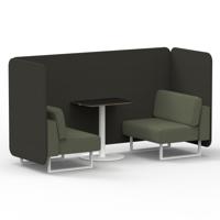 Brixworth 2 Seater Bench Booth With White Legs And Black Table With White Leg In Main Line Flax Fabric - Temple Panels And Monument Sofa
