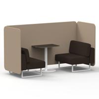 Brixworth 2 Seater Bench Booth With White Legs And Black Table With White Leg In Synergy Fabric - Affix Panels And Wed Sofa