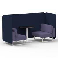 Brixworth 2 Seater Bench Booth With White Legs And Black Table With White Leg In Synergy Fabric - Alike Panels And Order Sofa