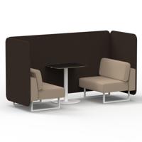 Brixworth 2 Seater Bench Booth With White Legs And Black Table With White Leg In Synergy Fabric - Wed Panels And Affix Sofa