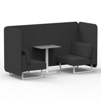 Brixworth 2 Seater Bench Booth With White Legs And Grey Table With White Leg In X2 Fabric - Arithmetic Panels And Sofa