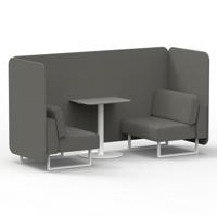 Brixworth 2 Seater Bench Booth With White Legs And Grey Table With White Leg In X2 Fabric - Number Panels And Sofa