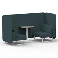Brixworth 2 Seater Bench Booth With White Legs And Grey Table With White Leg In X2 Fabric - Polygon Panels And Sofa