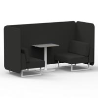 Brixworth 2 Seater Bench Booth With White Legs And Grey Table With White Leg In Synergy Fabric - Mix Panels And Sofa