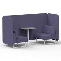 Brixworth 2 Seater Bench Booth With White Legs And Grey Table With White Leg In Synergy Fabric - Order Panels And Sofa