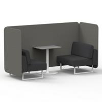 Brixworth 2 Seater Bench Booth With White Legs And Grey Table With White Leg In X2 Fabric - Number Panels And Arithmetic Sofa