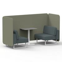 Brixworth 2 Seater Bench Booth With White Legs And Grey Table With White Leg In Main Line Flax Fabric - Newbury Panels And Westminster Sofa