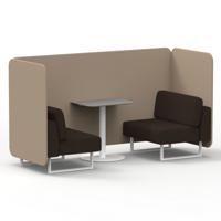 Brixworth 2 Seater Bench Booth With White Legs And Grey Table With White Leg In Synergy Fabric - Affix Panels And Wed Sofa