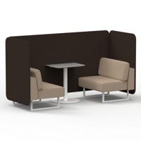 Brixworth 2 Seater Bench Booth With White Legs And Grey Table With White Leg In Synergy Fabric - Wed Panels And Affix Sofa