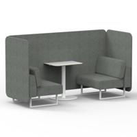 Brixworth 2 Seater Bench Booth With White Legs And White Table With White Leg In Rivet Fabric - Prime Panels And Sofa