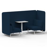 Brixworth 2 Seater Bench Booth With White Legs And White Table With White Leg In X2 Fabric - Calculus Panels And Sofa