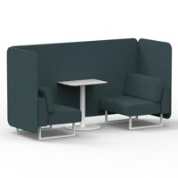 Brixworth 2 Seater Bench Booth With White Legs And White Table With White Leg In X2 Fabric - Polygon Panels And Sofa
