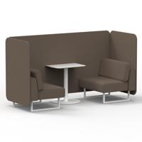 Brixworth 2 Seater Bench Booth With White Legs And White Table With White Leg In X2 Fabric - Theory Panels And Sofa