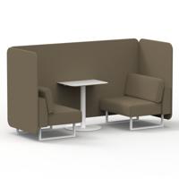 Brixworth 2 Seater Bench Booth With White Legs And White Table With White Leg In Main Line Flax Fabric - Bank Panels And Sofa
