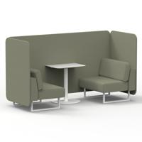 Brixworth 2 Seater Bench Booth With White Legs And White Table With White Leg In Main Line Flax Fabric - Newbury Panels And Sofa