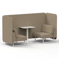Brixworth 2 Seater Bench Booth With White Legs And White Table With White Leg In Main Line Flax Fabric - Upminster Panels And Sofa