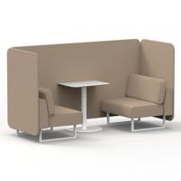 Brixworth 2 Seater Bench Booth With White Legs And White Table With White Leg In Synergy Fabric - Affix Panels And Sofa