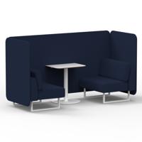 Brixworth 2 Seater Bench Booth With White Legs And White Table With White Leg In Synergy Fabric - Alike Panels And Sofa