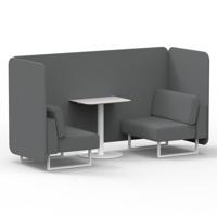 Brixworth 2 Seater Bench Booth With White Legs And White Table With White Leg In Synergy Fabric - Partner Panels And Sofa