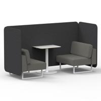 Brixworth 2 Seater Bench Booth With White Legs And White Table With White Leg In X2 Fabric - Arithmetic Panels And Number Sofa