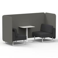 Brixworth 2 Seater Bench Booth With White Legs And White Table With White Leg In X2 Fabric - Number Panels And Arithmetic Sofa
