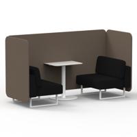 Brixworth 2 Seater Bench Booth With White Legs And White Table With White Leg In X2 Fabric - Theory Panels And Diameter Sofa