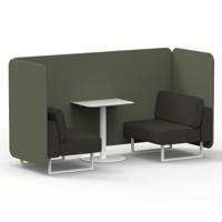 Brixworth 2 Seater Bench Booth With White Legs And White Table With White Leg In Main Line Flax Fabric - Monument Panels And Temple Sofa