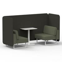 Brixworth 2 Seater Bench Booth With White Legs And White Table With White Leg In Main Line Flax Fabric - Temple Panels And Monument Sofa