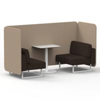 Brixworth 2 Seater Bench Booth With White Legs And White Table With White Leg In Synergy Fabric - Affix Panels And Wed Sofa