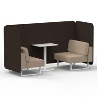Brixworth 2 Seater Bench Booth With White Legs And White Table With White Leg In Synergy Fabric - Wed Panels And Affix Sofa