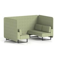 Brixworth 4 Seater Bench Booth With Black Legs In Rivet Fabric - Burnish Panels And Sofa