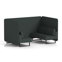 Brixworth 4 Seater Bench Booth With Black Legs In Rivet Fabric - Charcoal Panels And Sofa
