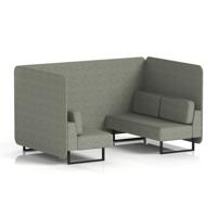 Brixworth 4 Seater Bench Booth With Black Legs In Rivet Fabric - Vitreous Panels And Sofa