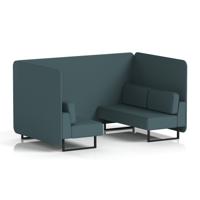 Brixworth 4 Seater Bench Booth With Black Legs In X2 Fabric - Polygon Panels And Sofa