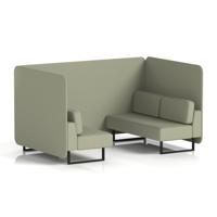 Brixworth 4 Seater Bench Booth With Black Legs In Main Line Flax Fabric - Newbury Panels And Sofa