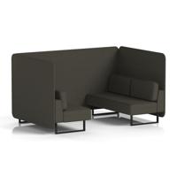 Brixworth 4 Seater Bench Booth With Black Legs In Main Line Flax Fabric - Temple Panels And Sofa