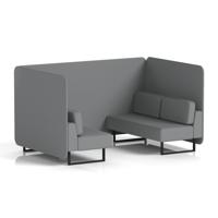 Brixworth 4 Seater Bench Booth With Black Legs In Synergy Fabric - Partner Panels And Sofa
