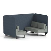 Brixworth 4 Seater Bench Booth With Black Legs In Rivet Fabric - Crucible Panels And Prime Sofa