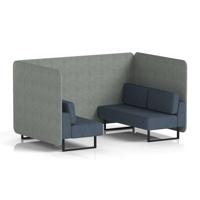 Brixworth 4 Seater Bench Booth With Black Legs In Rivet Fabric - Prime Panels And Crucible Sofa
