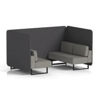 Brixworth 4 Seater Bench Booth With Black Legs In X2 Fabric - Arithmetic Panels And Number Sofa