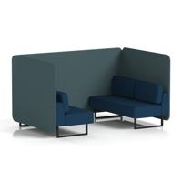 Brixworth 4 Seater Bench Booth With Black Legs In X2 Fabric - Polygon Panels And Calculus Sofa