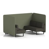 Brixworth 4 Seater Bench Booth With Black Legs In Main Line Flax Fabric - Monument Panels And Temple Sofa