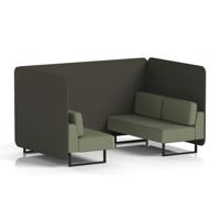 Brixworth 4 Seater Bench Booth With Black Legs In Main Line Flax Fabric - Temple Panels And Monument Sofa